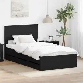 Gultas Rāmis Ar Atvilktni Melna 100 X 200 Cm Inženieru Koks Vidaxl