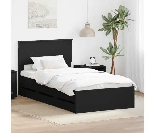 Gultas Rāmis Ar Atvilktni Melna 100 X 200 Cm Inženieru Koks Vidaxl