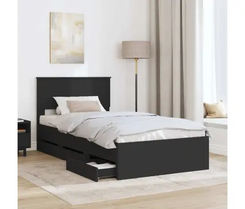 Gultas Rāmis Ar Atvilktni Melna 100 X 200 Cm Inženieru Koks Vidaxl