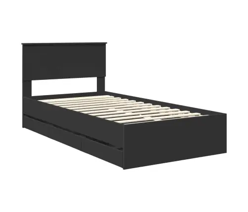 Gultas Rāmis Ar Atvilktni Melna 100 X 200 Cm Inženieru Koks Vidaxl