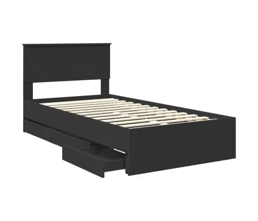 Gultas Rāmis Ar Atvilktni Melna 100 X 200 Cm Inženieru Koks Vidaxl