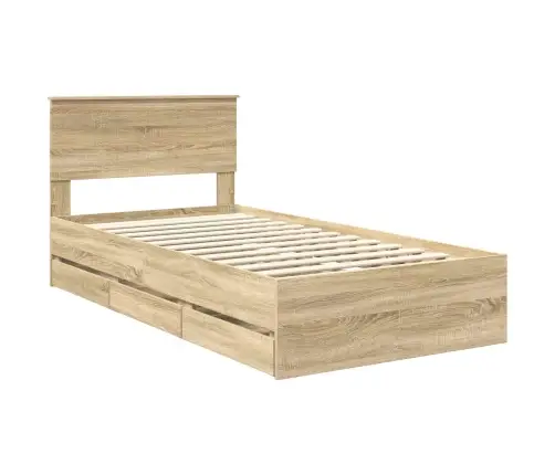 Gultas Rāmis Sonoma Ozols 100 X 200 Cm Inženieru Koks Vidaxl