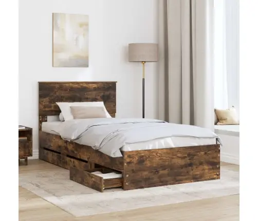 Gultas Rāmis Dūmaka Ozols 100 X 200 Cm Inženieru Koks Vidaxl