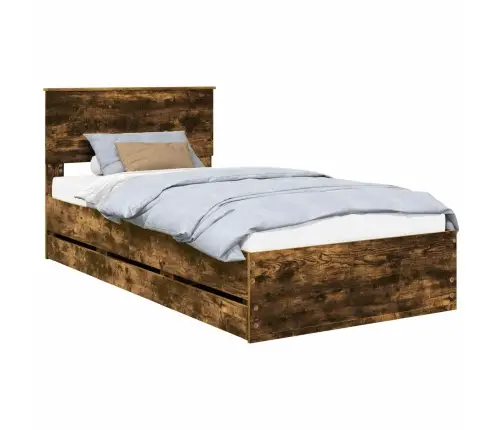 Gultas Rāmis Dūmaka Ozols 100 X 200 Cm Inženieru Koks Vidaxl