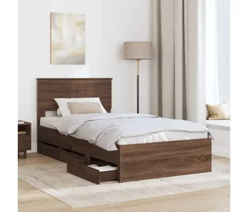 Gultas Rāmis Brūns Ozols 100 X 200 Cm Inženieru Koks Vidaxl