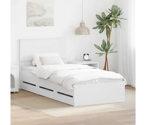 Gultas Rāmis Ar Atvilktni Balts 90 X 190 Cm Inženieru Koks Vidaxl