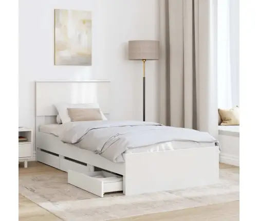 Gultas Rāmis Ar Atvilktni Balts 90 X 190 Cm Inženieru Koks Vidaxl