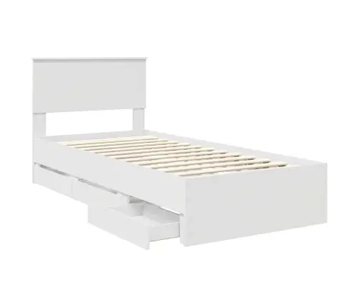 Gultas Rāmis Ar Atvilktni Balts 90 X 190 Cm Inženieru Koks Vidaxl