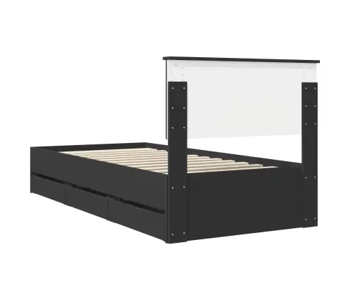 Voodi Raam Sahtliga Peaga Must 90 X 190 Cm Inseneripuit