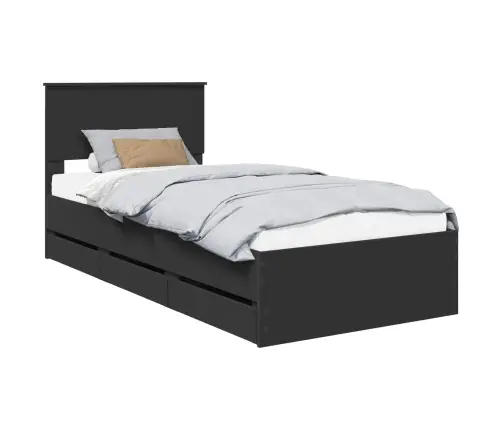 Voodi Raam Sahtliga Peaga Must 90 X 190 Cm Inseneripuit