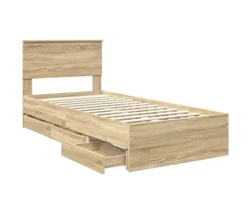 Voodi Raam Sahtliga Peaga Sonoma Tamm 90 X 190 Cm Inseneripuit