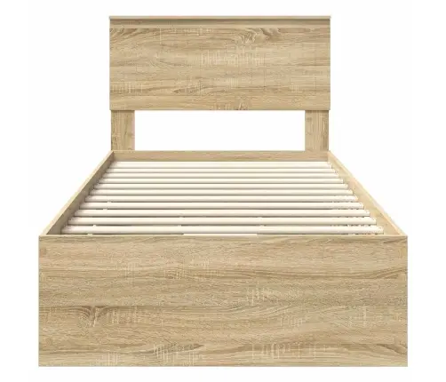 Voodi Raam Sahtliga Peaga Sonoma Tamm 90 X 190 Cm Inseneripuit