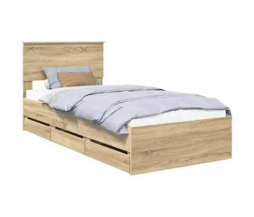 Voodi Raam Sahtliga Peaga Sonoma Tamm 90 X 190 Cm Inseneripuit