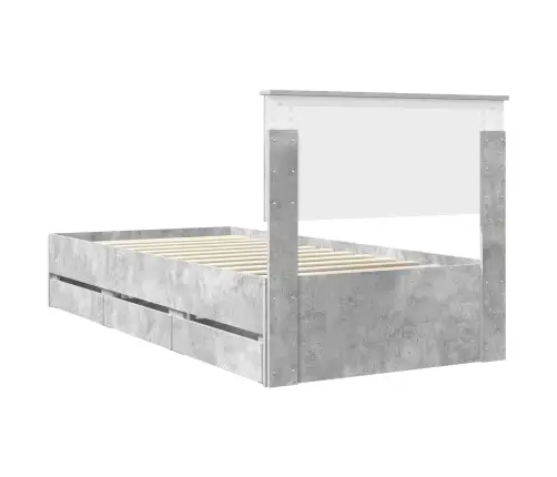 Gultas Rāmis Betona Pelēks 90 X 190 Cm Inženieru Koks Vidaxl