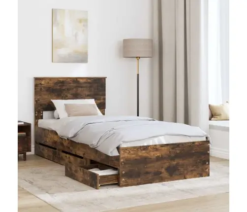 Voodi Raam Sahtliga Suitsetatud Tamm 90 X 190 Cm Inseneripuit