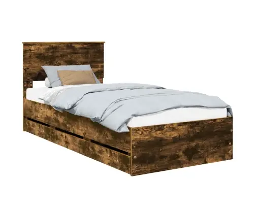 Voodi Raam Sahtliga Suitsetatud Tamm 90 X 190 Cm Inseneripuit