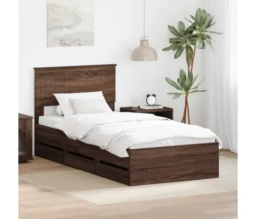 Voodi Raam Sahtliga Peaga Pruun Tamme 90 X 190 Cm Inseneripuit