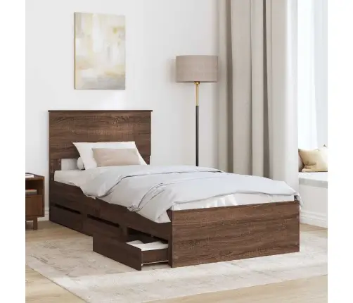 Voodi Raam Sahtliga Peaga Pruun Tamme 90 X 190 Cm Inseneripuit