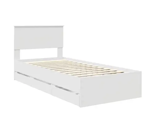 Gultas Rāmis Ar Atvilktni Balts 90 X 200 Cm Inženieru Koks Vidaxl