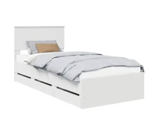 Gultas Rāmis Ar Atvilktni Balts 90 X 200 Cm Inženieru Koks Vidaxl