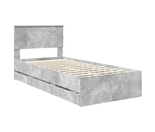 Gultas Rāmis Betona Pelēks 90 X 200 Cm Inženieru Koks Vidaxl