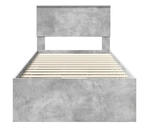 Gultas Rāmis Betona Pelēks 90 X 200 Cm Inženieru Koks Vidaxl