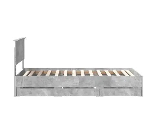 Gultas Rāmis Betona Pelēks 90 X 200 Cm Inženieru Koks Vidaxl