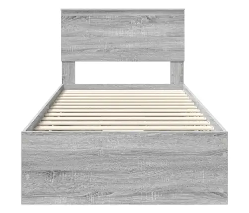 Gultas Rāmis Pelēks Sonoma 90 X 200 Cm Inženieru Koks Vidaxl