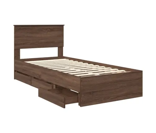 Voodi Raam Sahtliga Peaga Pruun Tamme 90 X 200 Cm Inseneripuit