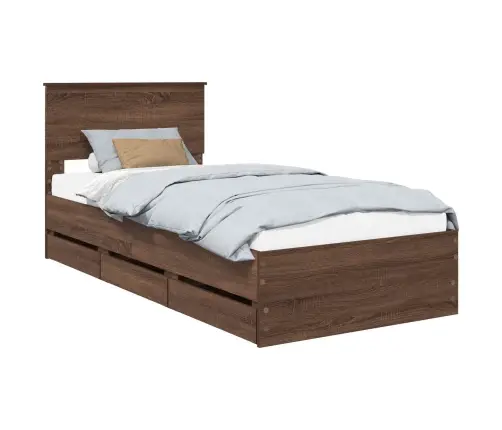 Voodi Raam Sahtliga Peaga Pruun Tamme 90 X 200 Cm Inseneripuit