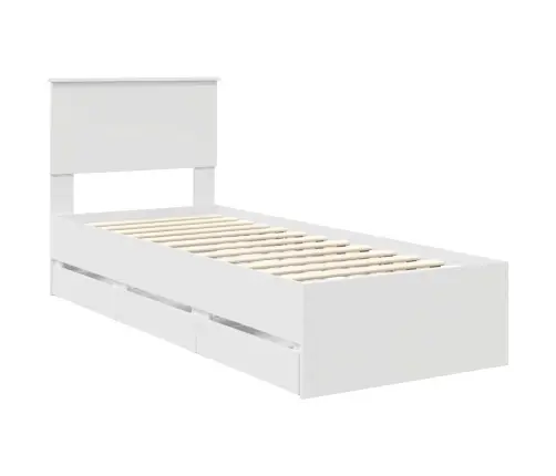 Voodi Raam Sahtliga Peaga Valge 75 X 190 Cm Inseneripuit