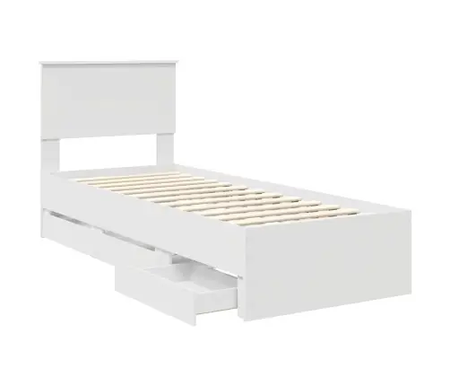 Voodi Raam Sahtliga Peaga Valge 75 X 190 Cm Inseneripuit