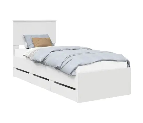 Voodi Raam Sahtliga Peaga Valge 75 X 190 Cm Inseneripuit