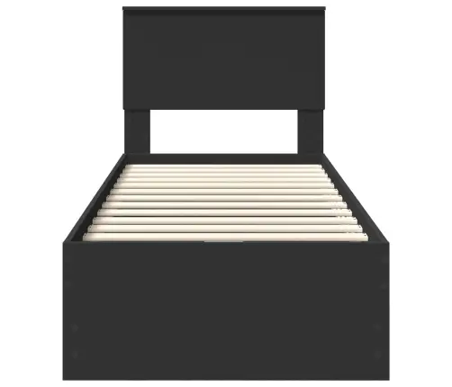 Gultas Rāmis Ar Atvilktni Melna 75 X 190 Cm Inženieru Koks Vidaxl