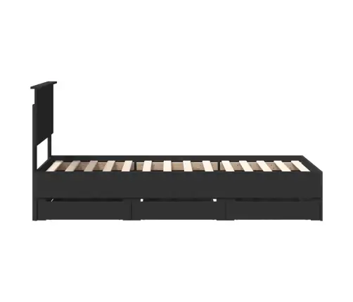 Gultas Rāmis Ar Atvilktni Melna 75 X 190 Cm Inženieru Koks Vidaxl