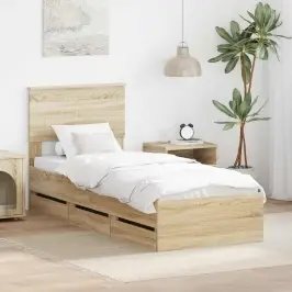Gultas Rāmis Sonoma Ozols 75 X 190 Cm Inženieru Koks Vidaxl