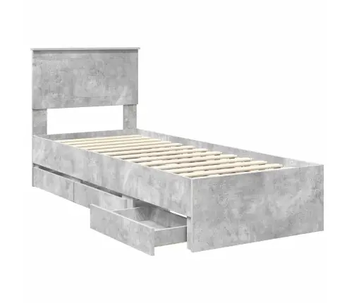 Gultas Rāmis Betona Pelēks 75 X 190 Cm Inženieru Koks Vidaxl