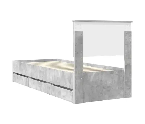 Gultas Rāmis Betona Pelēks 75 X 190 Cm Inženieru Koks Vidaxl