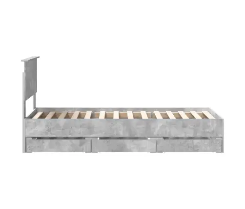 Gultas Rāmis Betona Pelēks 75 X 190 Cm Inženieru Koks Vidaxl