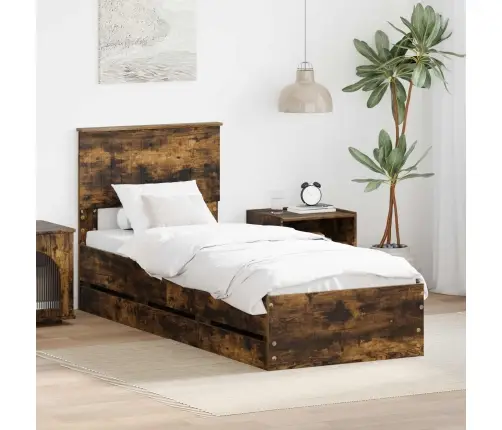 Voodi Raam Sahtliga Suitsetatud Tamm 75 X 190 Cm Inseneripuit