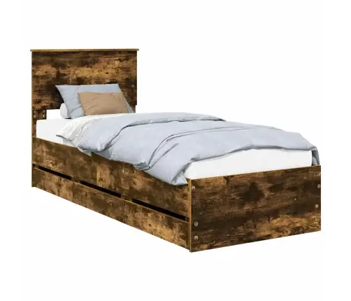 Voodi Raam Sahtliga Suitsetatud Tamm 75 X 190 Cm Inseneripuit