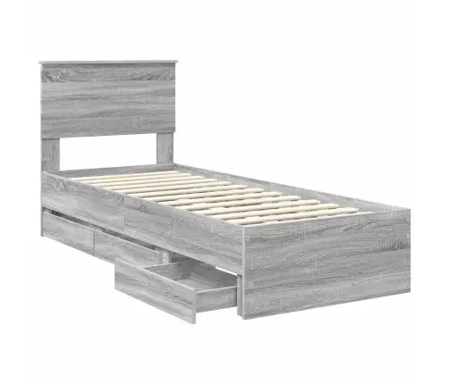 Gultas Rāmis Pelēks Sonoma 75 X 190 Cm Inženieru Koks Vidaxl