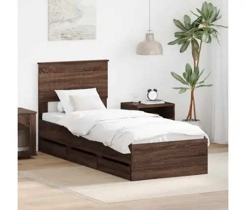 Voodi Raam Sahtliga Peaga Pruun Tamme 75 X 190 Cm Inseneripuit