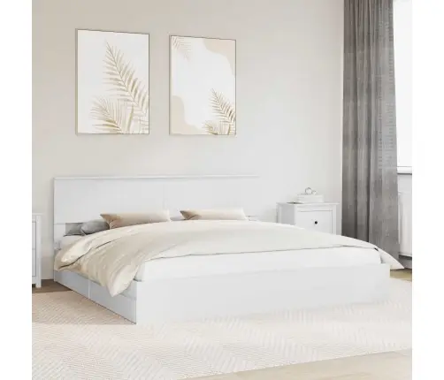 Gultas Rāmis Ar Atvilktni Balts 200 X 200 Cm Inženierijas Koks Vidaxl