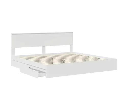 Gultas Rāmis Ar Atvilktni Balts 200 X 200 Cm Inženierijas Koks Vidaxl