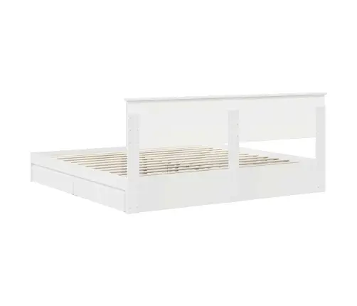 Gultas Rāmis Ar Atvilktni Balts 200 X 200 Cm Inženierijas Koks Vidaxl