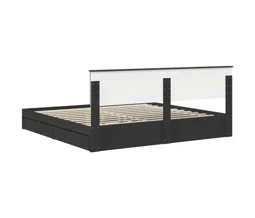 Gultas Rāmis Ar Atvilktni Melna 200 X 200 Cm Inženierijas Koks Vidaxl