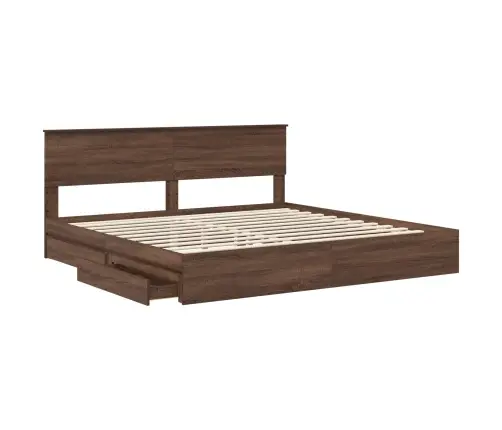 Gultas Rāmis Brūns Ozols 200 X 200 Cm Inženierijas Koks Vidaxl