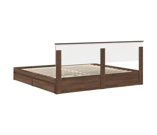 Gultas Rāmis Brūns Ozols 200 X 200 Cm Inženierijas Koks Vidaxl