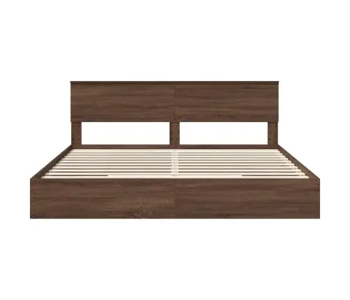 Gultas Rāmis Brūns Ozols 200 X 200 Cm Inženierijas Koks Vidaxl